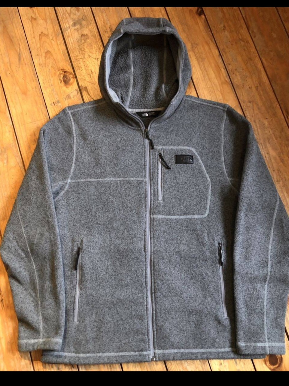 North face Gray Hooded Fleece Jacket